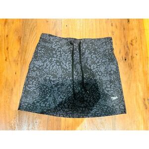 Speedo Swim Skort Women Medium Grey Black Animal Print Excellent Built-in Shorts